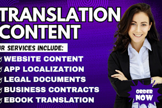 translate ecommerce, crypto, legal,website content, business documents for you