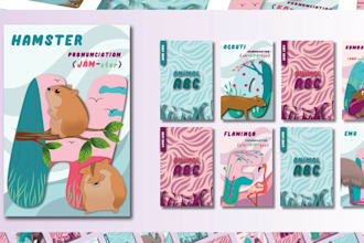 educational kids card illustration fantasy animal flash card playing card game