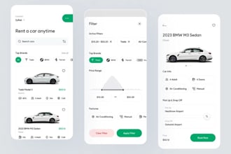 create car rental app, car dealership, car auction app, fleet management app