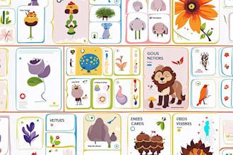 design educational kids playing card game memory flash card mockup match cards