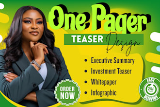 design one pager, executive summary, report and pitch deck condensed