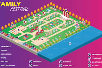 do 3d isometric event map vector festival maps illustrations