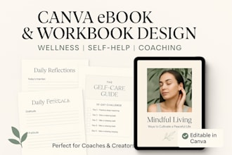 design wellness ebook, mental health canva ebook edit, canva ebook redesign