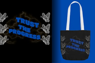 design trendy typography tote bag and hat design for etsy
