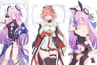 draw custom body pillow dakimakura vtuber oc fanart fantasy sfw nsfw anime style
