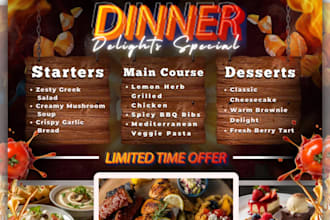 do dessert, dinner deals, food menus catering poster, restaurants,  cafés flyers