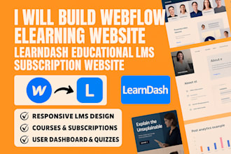 build webflow elearning website learndash educational lms subscription website