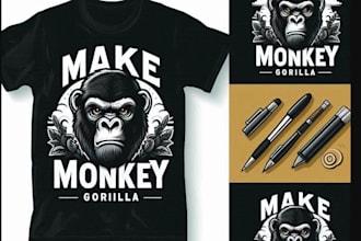 make t shirt monkey gorilla logo design