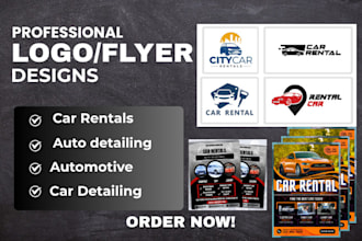 car rental auto detailing automotive logo car rental website flyer