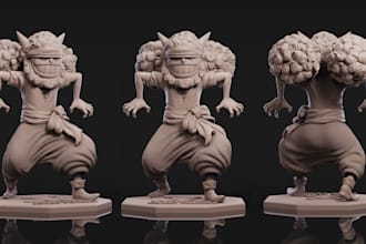 3d figurines for anime,character design for 3d print,scary cartoon model,stl toy
