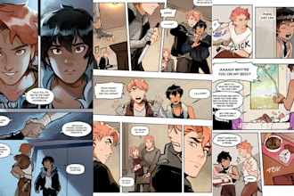 do anime manga comic in manga style, webtoon comic page, nsfw comic art