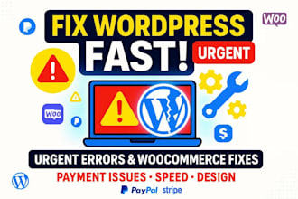 urgently fix wordpress issues woocommerce errors and design repair problems fast
