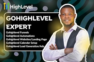 build gohighlevel CRM, website automation funnels, calendar, lead generation ads
