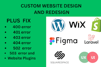 design and redesign custom website fix errors 400 404, 502, 503, website plugins