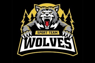 design high quality wolf mascot logo with my fastest delivery