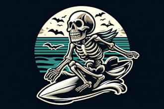 design unique skull surfing logo with express delivery