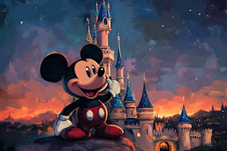 draw disney cartoon character logo and friendship portrait