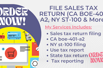file your sales tax return ca boe 401 a2, ny st 100 or multi state