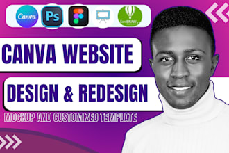 build canva website design, landing page, logo, book cover, editable mockup