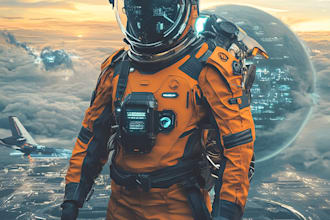 make a sci fi character and sci fi art