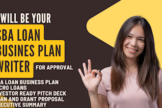 write complete business plan for startup, investor, grant, loan, financial plan