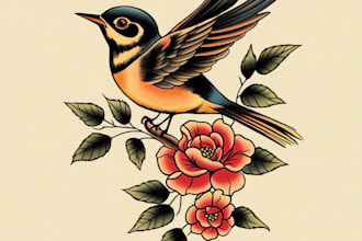 make you a traditional old school tattoo style design