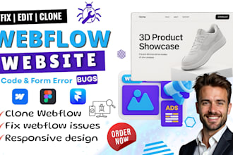 fix webflow bug, edit webflow template, clone website, optimize responsive issue