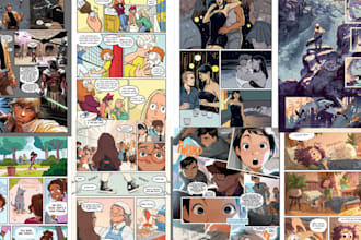draw comic book, comic page, graphic novel, webtoon, comic strip art