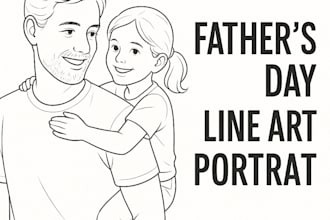 draw custom digital line art portraits in high resolution