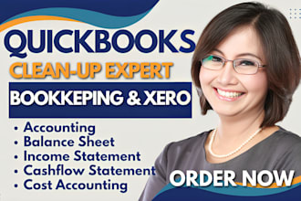 do setup, clean up and bookkeeping in quickbooks online, xero and wave