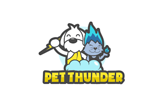 make creative extraordinary fun logo for pet thunder