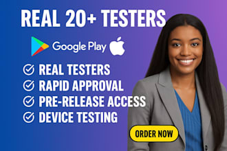 provide 12 app testers or 20 testers for google play  closed testing app review
