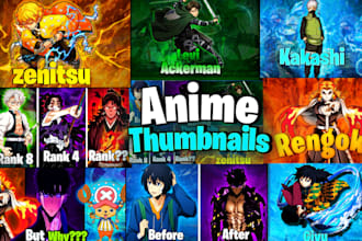 design eye catching anime thumbnails for youtube that attract more views