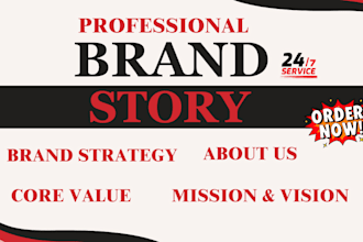write your brand story, mission, vision statement, about us page, bio, values