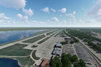 craft detailed 3dvisualizations of aircraft hangars and commercial airport space