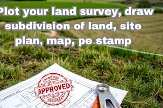 plot your land survey, draw subdivision of land, site plan, map, pe stamp