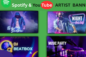 design eye catching spotify cover, youtube artist banner, and profile logo