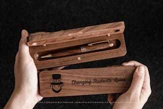 create personalized engraved wooden pen gift set