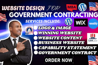 design winning government contract website and capability statement for sam gov