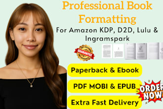 design and format your book for ingramspark,  amazon KDP, book interior layout