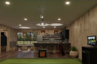 design and render 3d golf simulators, golf houses, and commercial exteriors