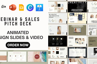 do high converting, animated powerpoint webinar slides, sales funnel pitch deck