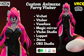 edit, model furry vrm vtuber model for vseeface or animaze, nsfw vrchat avatar