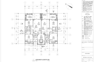 draft architectural floor plans and elevations in autocad