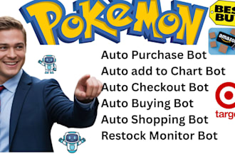 write script for auto purchase bot, auto checkout bot, popmart bot, boxlunch bot