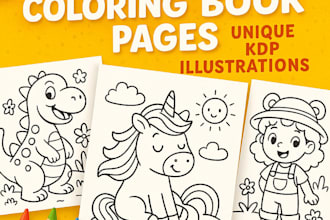 create custom kids coloring book pages and illustrations for KDP