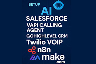 setup ai salesforce vapi calling agent gohighlevel CRM twilio voip n8n make com