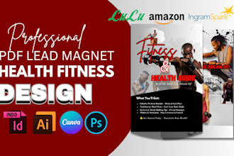 design health fitness ebook, canva PDF lead magnet, yoga workbook layout planner
