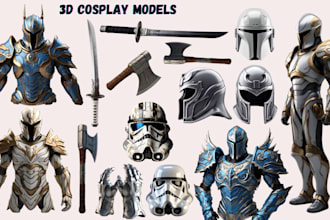 do custom 3d cosplay models, 3d helmet, armor, suits, 3d weapon, 3d mask, props