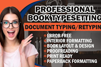 do error free book typesetting, document typing and document retyping